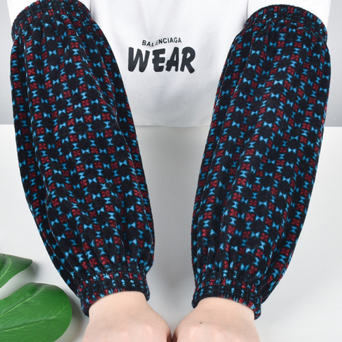 Adult gold velvet sleeves velvet thickened women's sleeves autumn and winter men and women anti-fouling work housework cleaning protective sleeve head