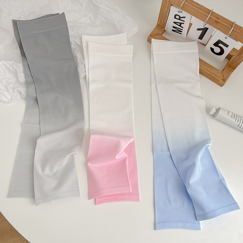 Alin Li's Style Gradient Sleeve Socks for Outdoor Cycling Sun Protection Women Summer UV Protection Arm Sleeves for Driving Ice Silk Hand Sleeves