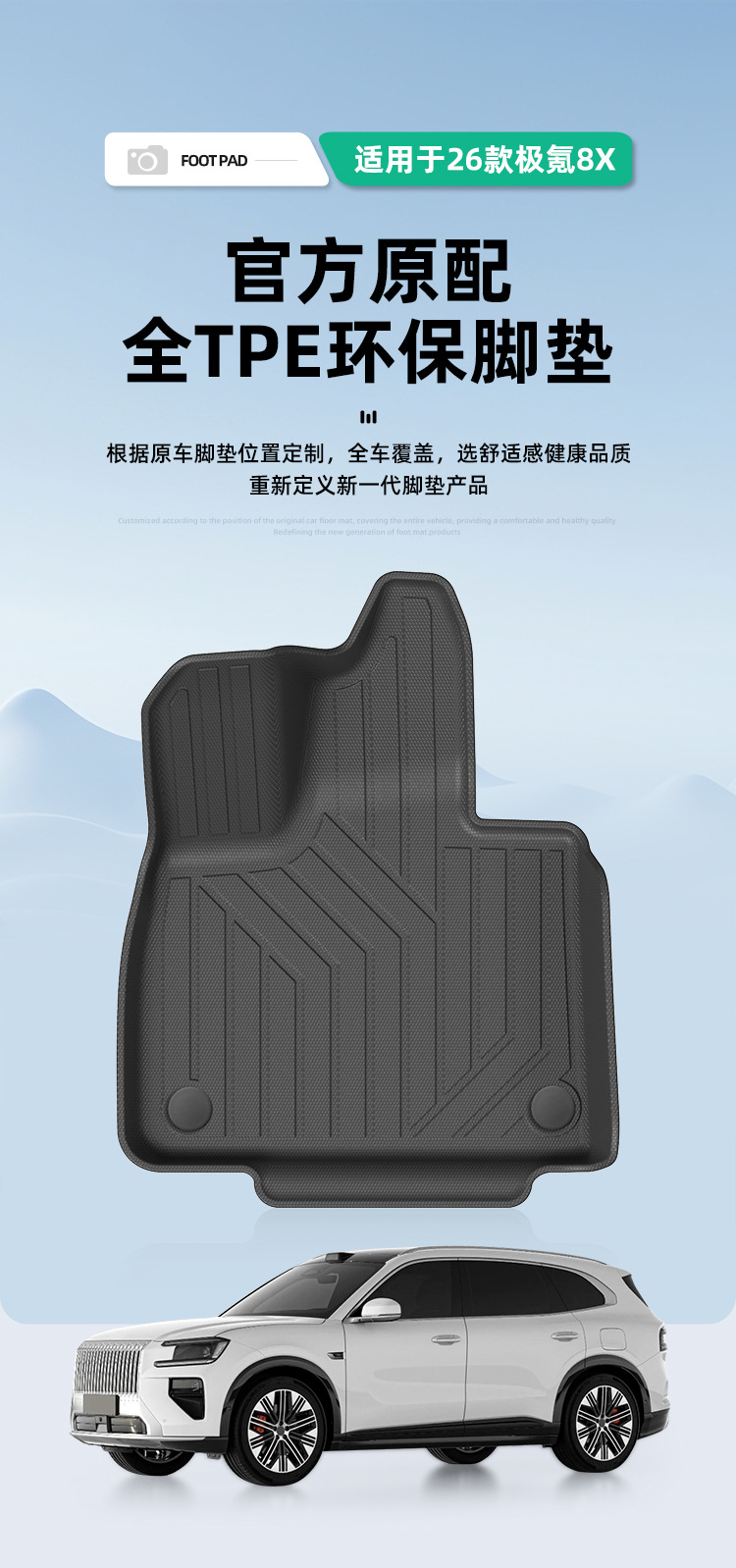 Suitable for 26 Models of Zeekr 8X Car Floor Mats, Tpe Floor Mats, Special Car-Specific Waterproof, Anti-Slip, Eco-Friendly Trunk Mats