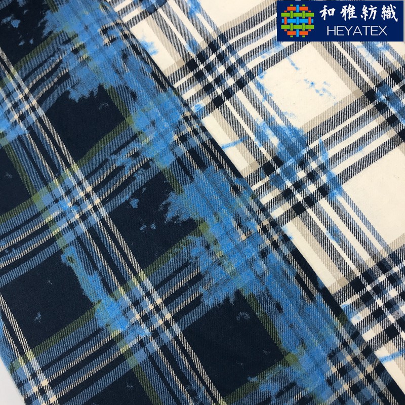拨染磨毛格子布 现货纯棉 拨印脏染泼染染花法兰绒秋冬衬衫面料