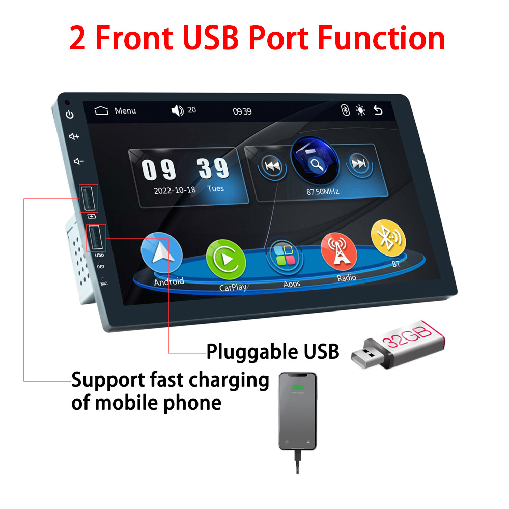 9 pulgadas monohusillo MP5 coche Control Central de Navegación de pantalla Bluetooth reproductor Carplay revertir imagen todo en una máquina image 4