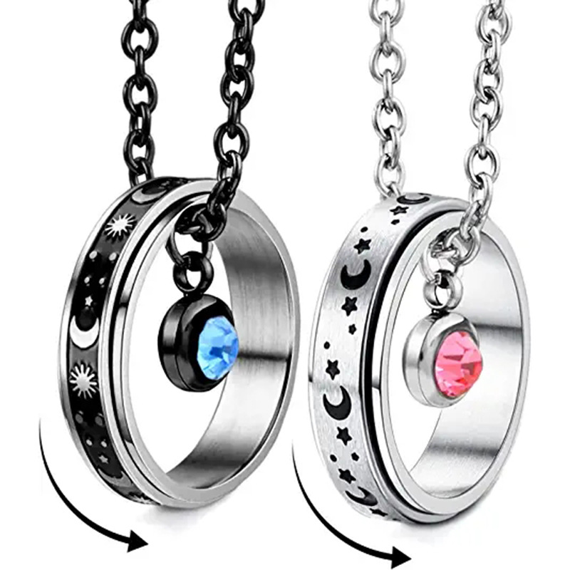 Fashion Star Titanium Steel Inlay Zircon Pendant Necklace 1 Piece