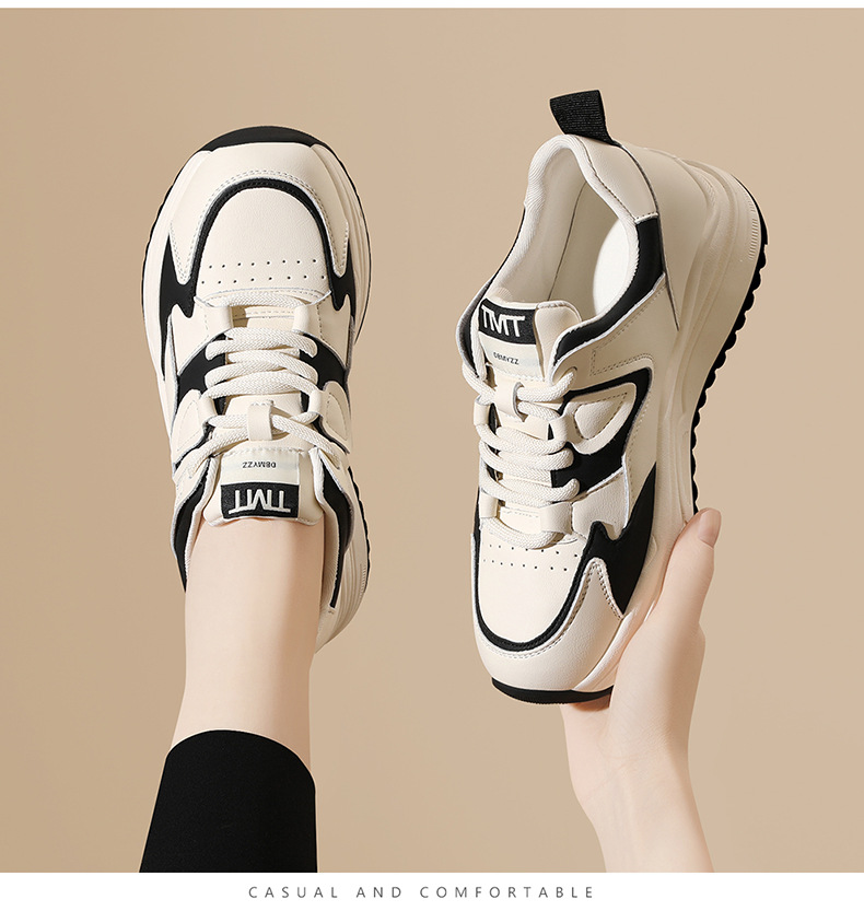 Genuine Leather Retro Fashion Casual Sneakers Women, 2025 Spring And Autumn New Thick-soled Versatile White Shoes For_vogvips.com