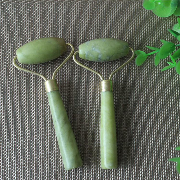Xiuyu Jade belleza contenedor Jade rodillo masajeador soporte de aleación masaje facial palo Jade empuje raspado belleza