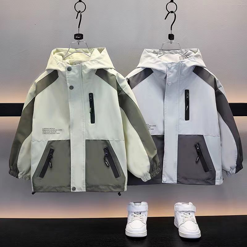 (2개) 남학생 외투 2024 새로운 어린이 중 · 대형 어린이 봄 · 가을 러스가 풀린 버전 서양식 코트 아동복