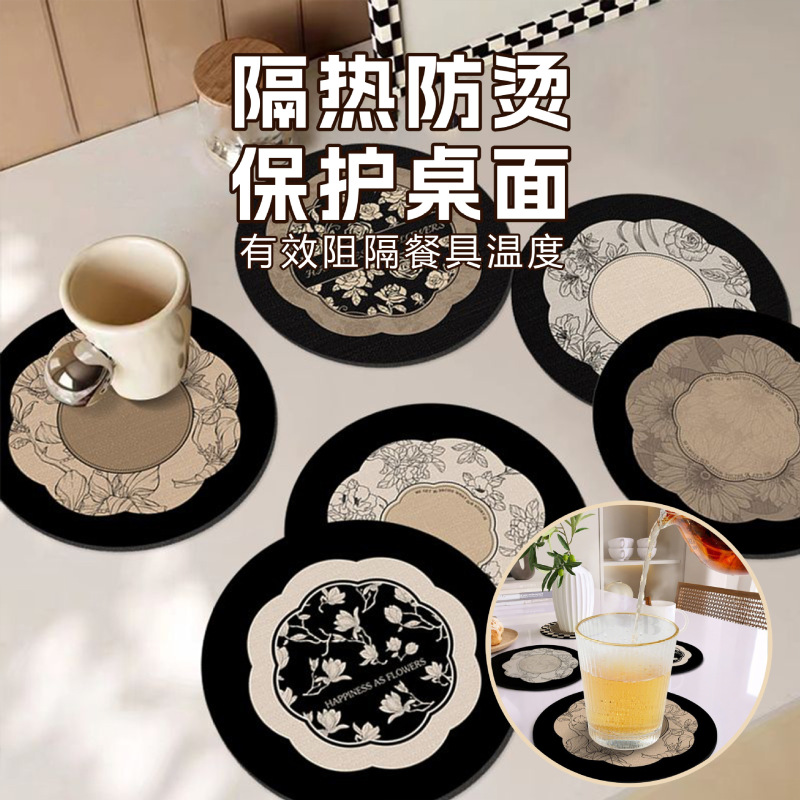 珪藻泥断熱コースター、厚みのある軽い高級感、吸水性、滑り止め、卓上ボウルとプレートマット、インスタイル、汚れ防止、火傷防止テーブルマット|undefined