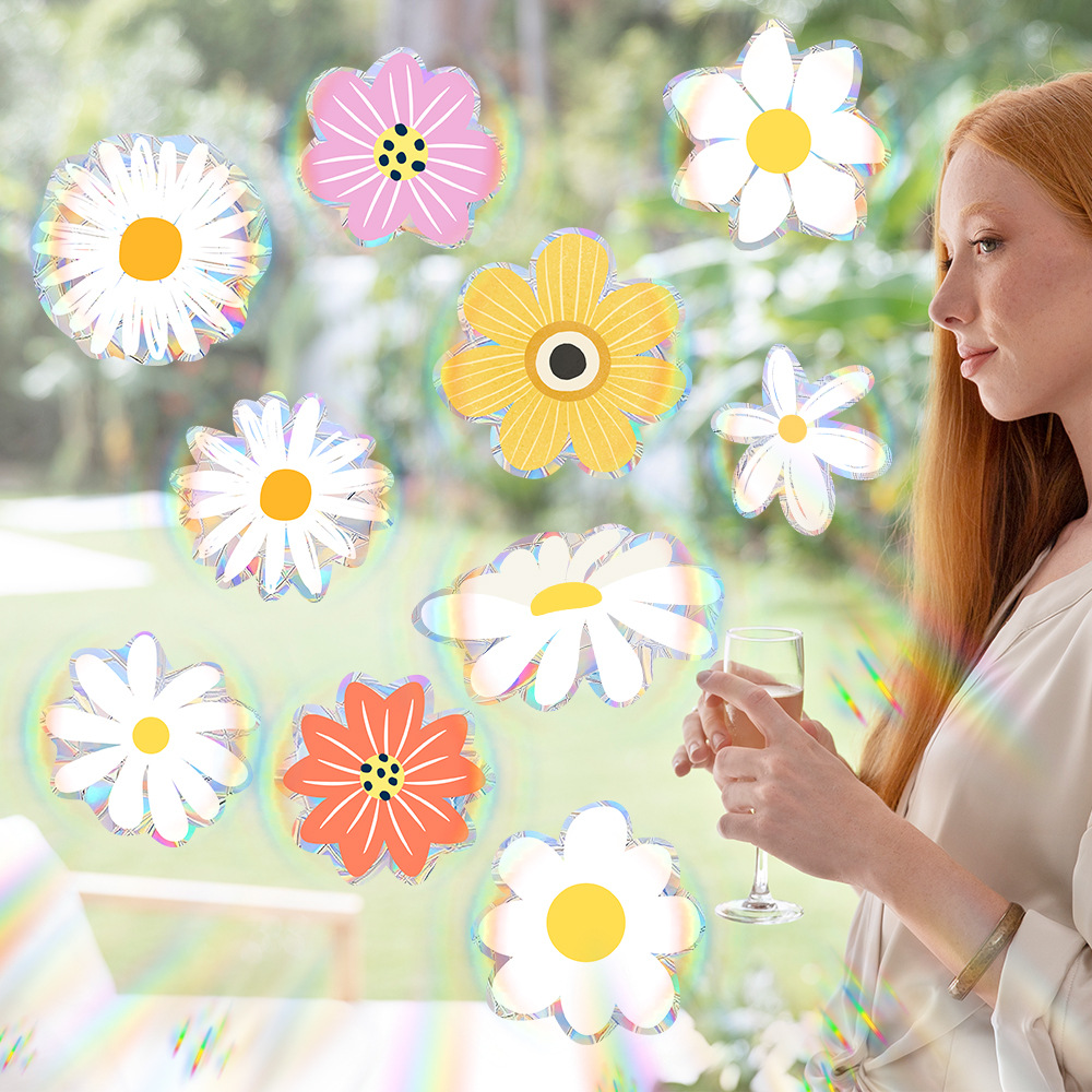 Flower Pattern Cute Simple Style Flower PVC Window Stickers Window Accessories