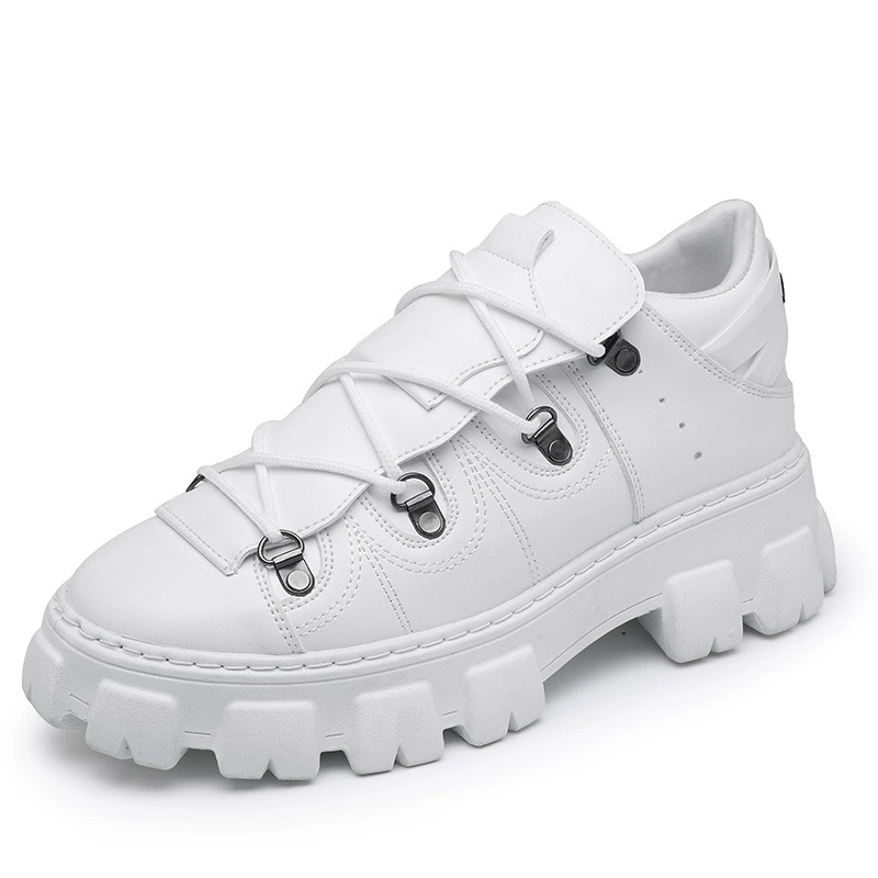 2023 autumn new personality lace-up big-toe motorcycle shoes fashionable punk style thick-soled shoes casual small leather shoes for men
