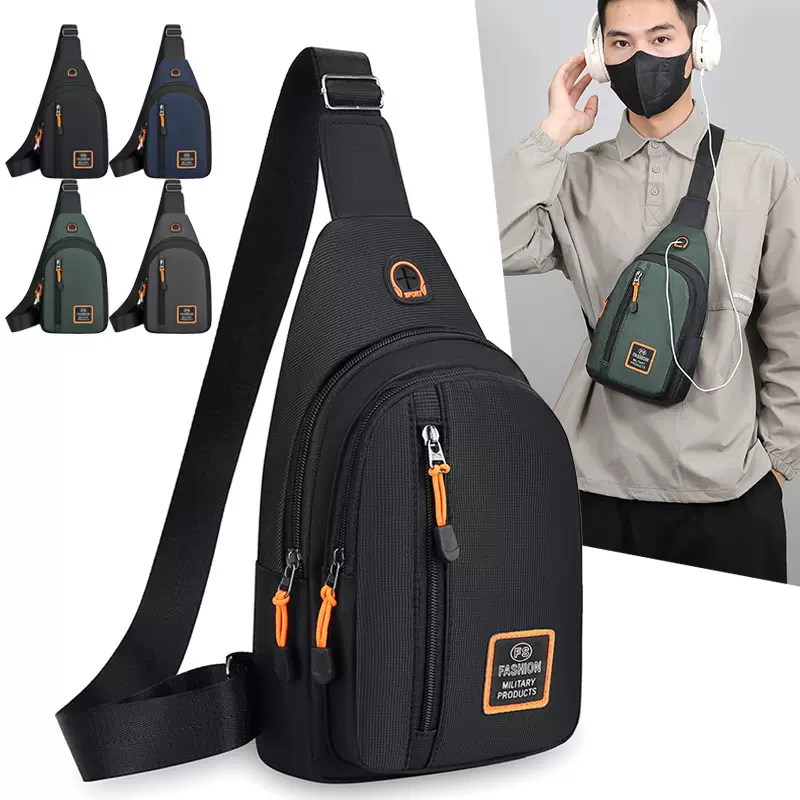 外贸批发男士胸包2024新款多功能运动单肩包轻便户外通勤斜挎包潮