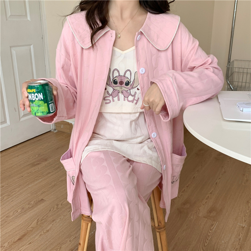 Special offer month clothes three-piece cotton maternal nursing pajamas spring and autumn loose postpartum sling summer nursing clothes