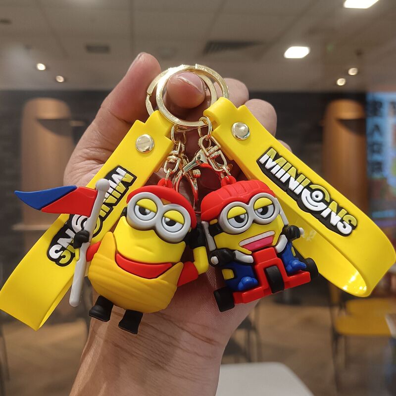 Cartoon Minions Keychain Sports Keychain 3D Doll Bag Pendant Small Gift Wholesale