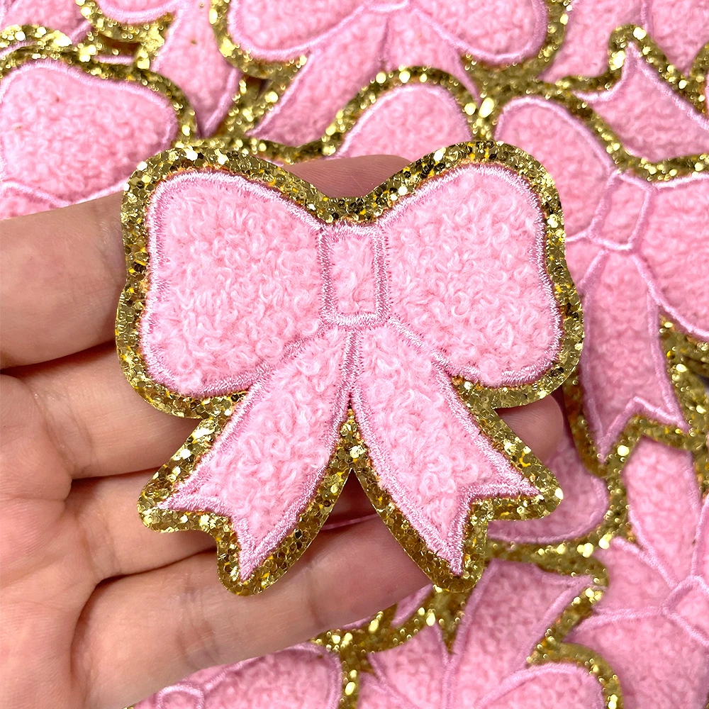 Бант наклейка розовая девушка полотенце вышивка праздничный самодельный diy подарочный костюм наклейка для глажения на месте