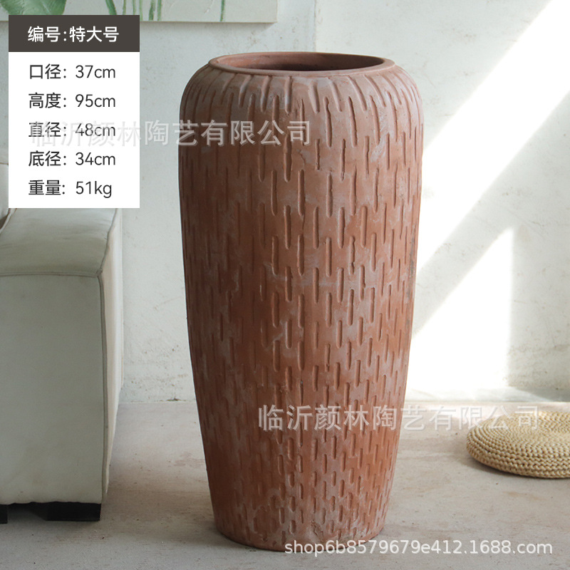 Arte de cerámica roja maceta de cerámica gruesa estilo americano retrógrado cerámica roja estilo europeo jardín paisaje plantación combinación de maceta transpirable