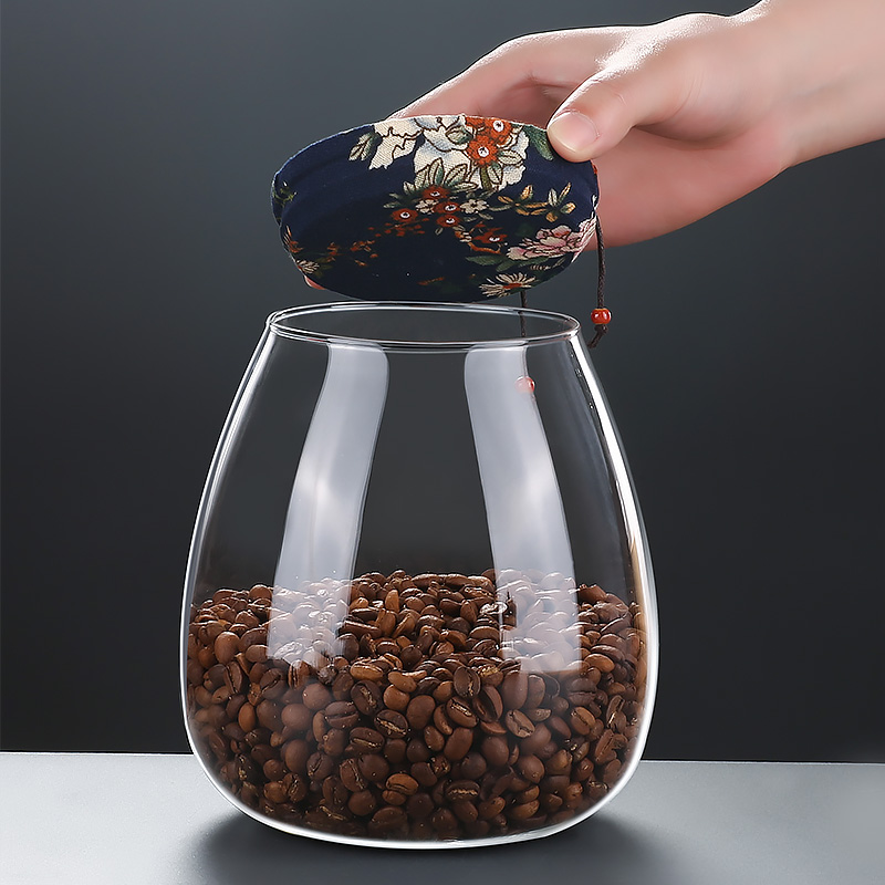 Botella de almacenamiento de granos de café botella de vidrio sellada botella con tapa alimentos de gran capacidad tarro de té granos tarro de almacenamiento de cocina