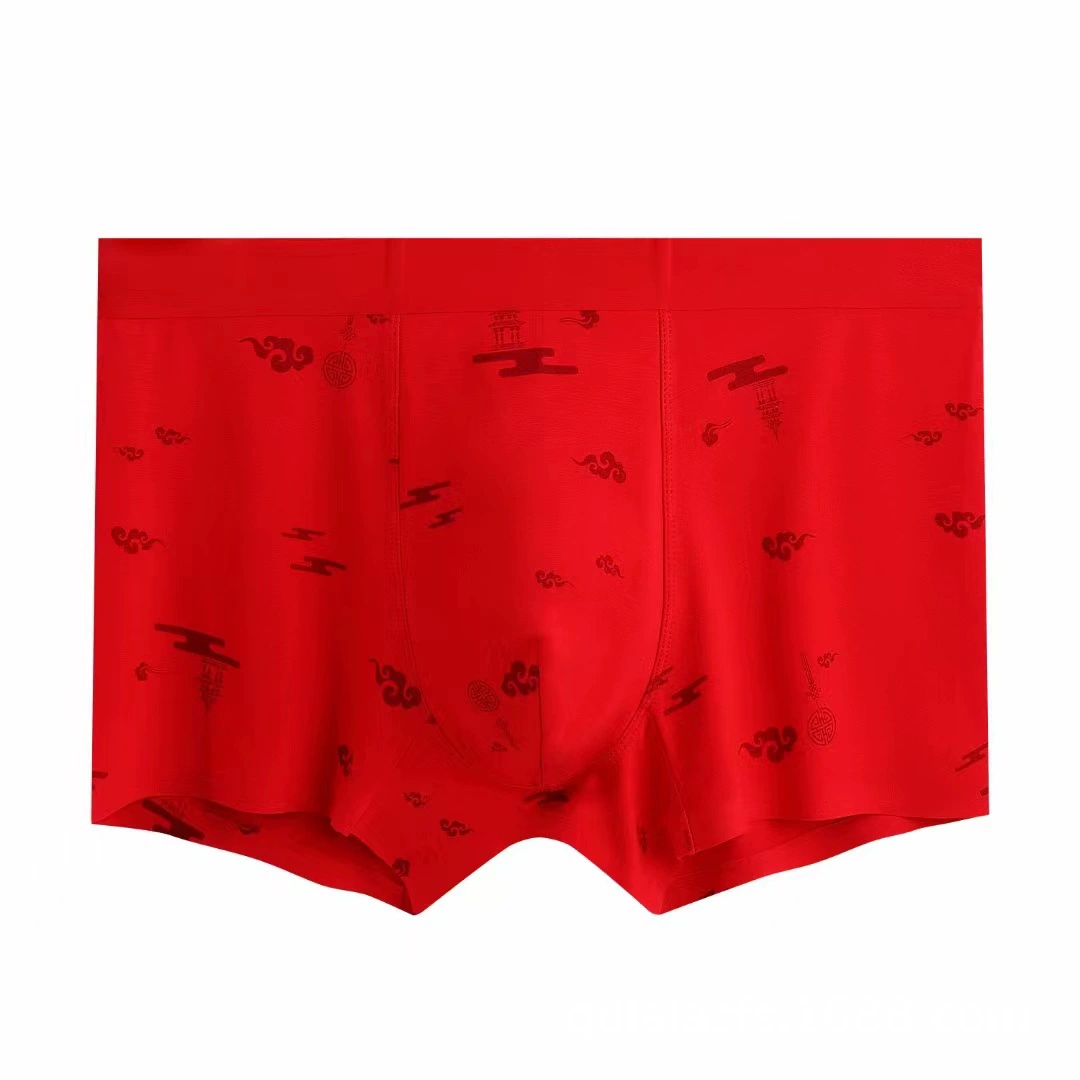 Новый год свадьбы Мужские бесследные хлопковые боксеры-трусы с большим красным принтом из модала Свадьба в наличии оптом