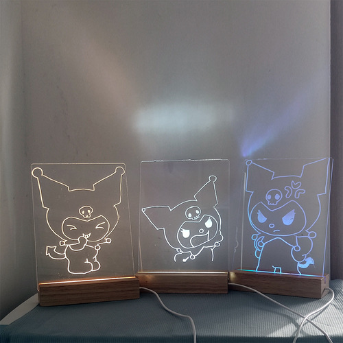 Acrylic Light-Up Message Board with Writing Pad, Wooden Base, Desktop INS Memo and Erasable Whiteboard