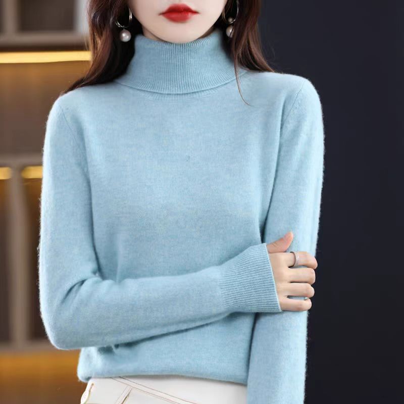 Cashmere Sweater for Women 2025 New Style Turtleneck Base Layer Knitwear for Spring, Autumn, and Winter Slim Fit Turn-Down Collar Top