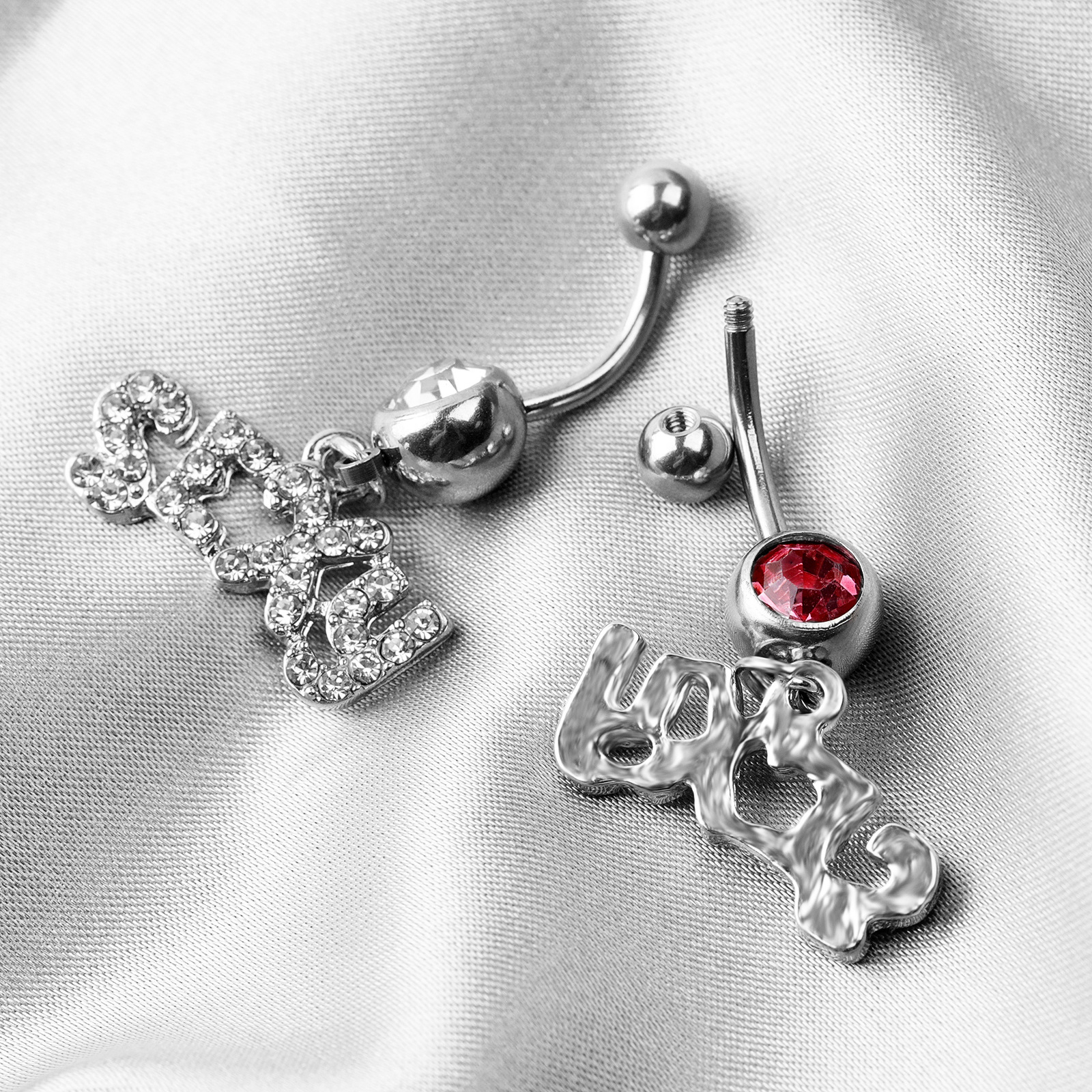 Personalised Diamond Belly Button Ring Stainless Steel Geometric_voghion.com