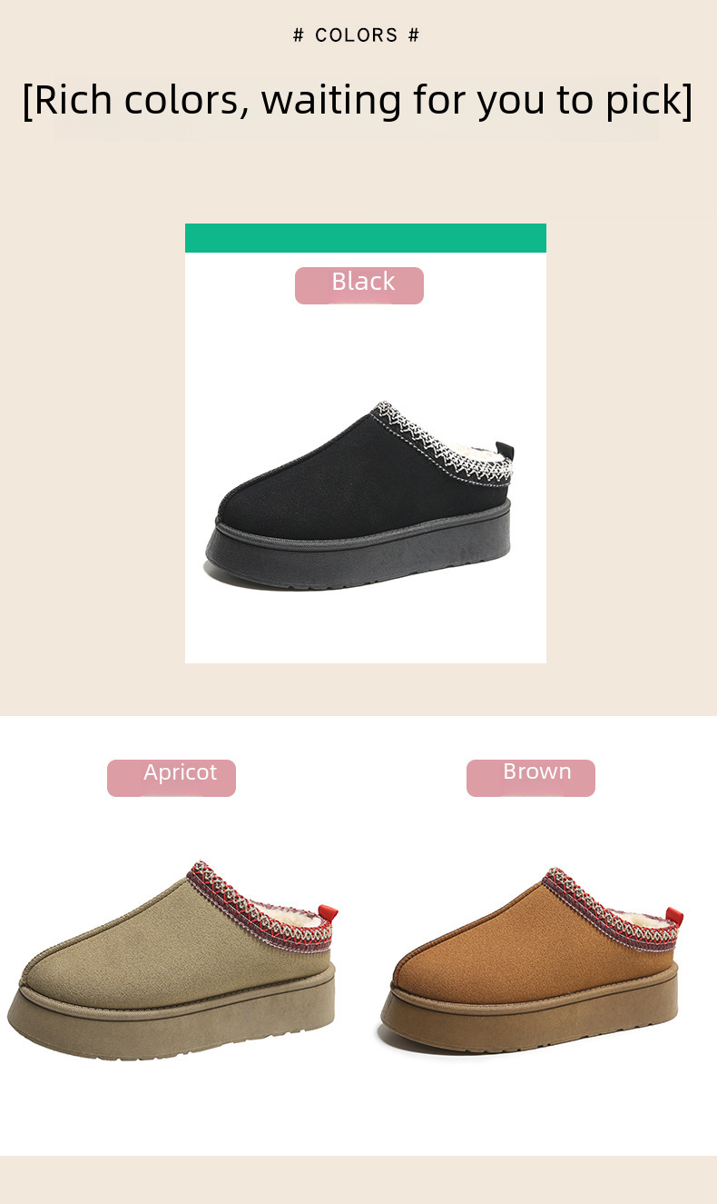 Winter new cashmere warm thick bottom heelless Baotuo hair half slipper cotton shoes_voghion.com