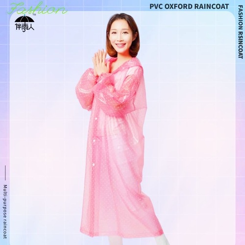 PVC Oxford Fashion Crystal Polka Dot Unisex Full-Length Waterproof Raincoat for Outdoor Travel Hiking and Cycling