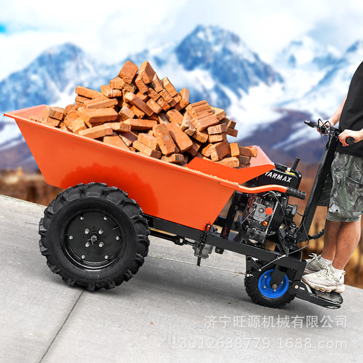 田间小道汽油搬运车 自走式汽油动力运输车 农用斗车搬运车