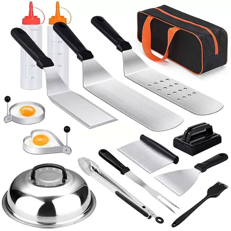 现货不锈钢烧烤工具套装料理铲烧烤铲铁板烧工具BBQ组合烤具烤串