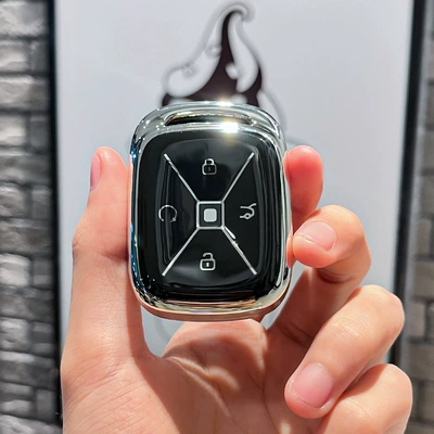 energy vehicle remote control protective shell — Car key bag - extreme-fox-model-asmart-4-button-single-shell-black-silver-number-plate