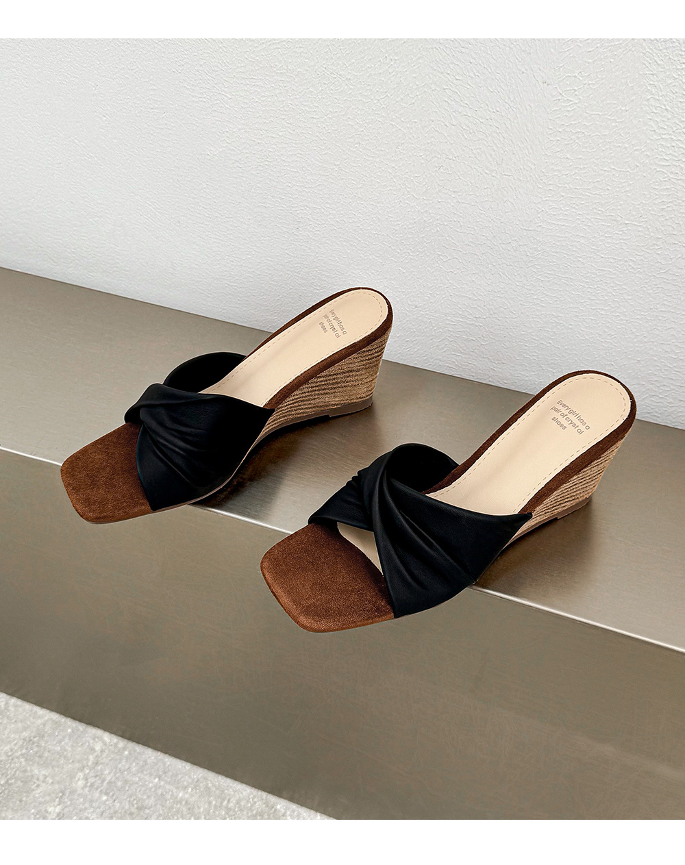 Sandal cao gót nữ hở mũi mũi vuông quai ngang nơ bướm — màu đen, màu mơ chi tiết 14