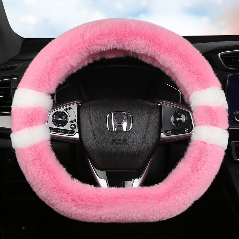 Amazon Winter Stuffed Car Steering Wheel Cover Unisex Anti-Slip Winter Warm Fur Integrated Handle Cover