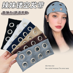 辣妹金属圆孔镂空弹力束发带欧美复古哥特朋克摇滚音乐节时髦头饰