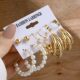 European and American Hot-selling Metal Geometric C- shaped Ear Ring French 6-piece Set Winding Alloy Earrings Creative Golden Ear Jewelry Women