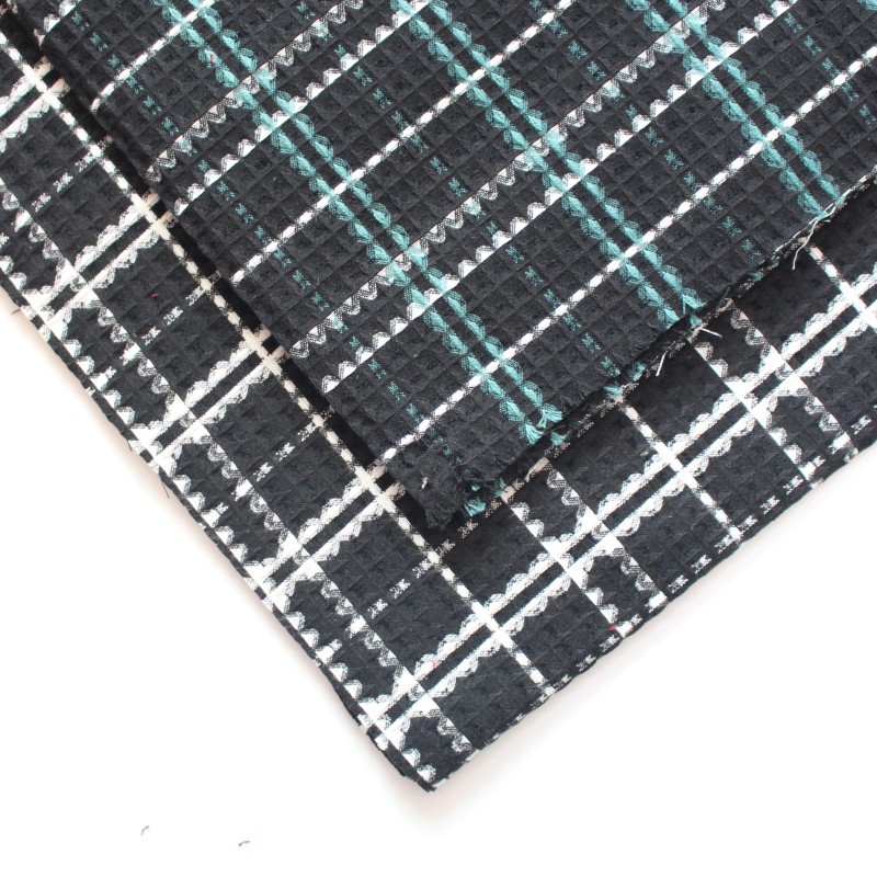 涤纶格子布料 服装女装秋冬雪尼尔格子面料 色织提花格纹布匹批发