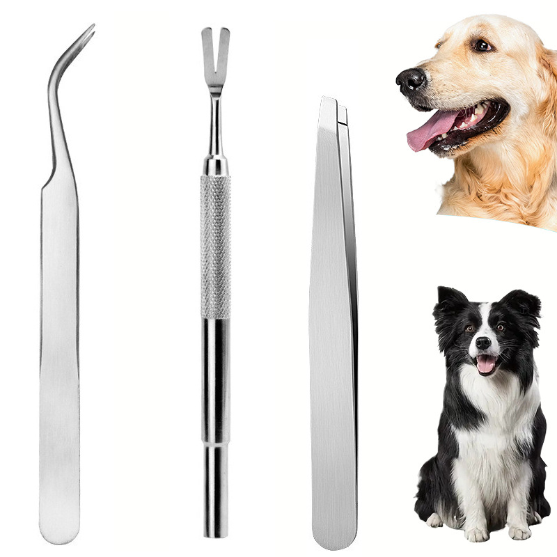 실버 강아지 이/벼룩 제거 포크 3종 세트 - A