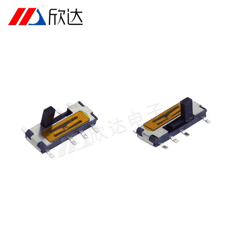 八脚立式贴片带槽2.5H拨动开关覆膜八脚两档小型滑动开关现货批发