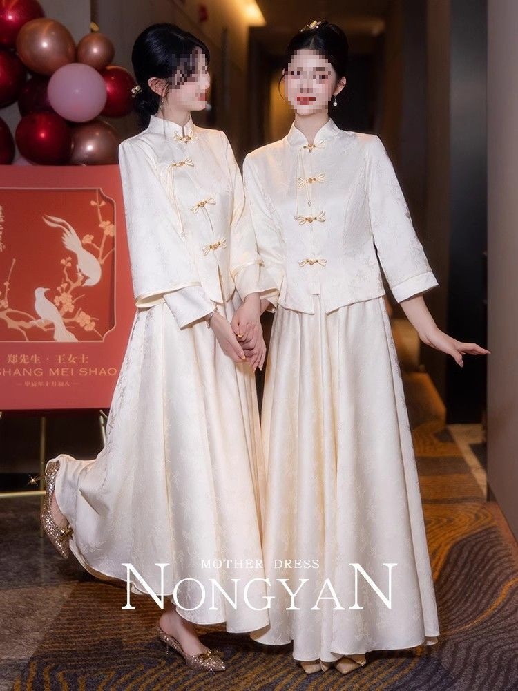 Chinese Bridesmaid Dress for Women 2025 New Style Niche Wedding Satin Sister Group Dress Suit Can Be Worn in Spring