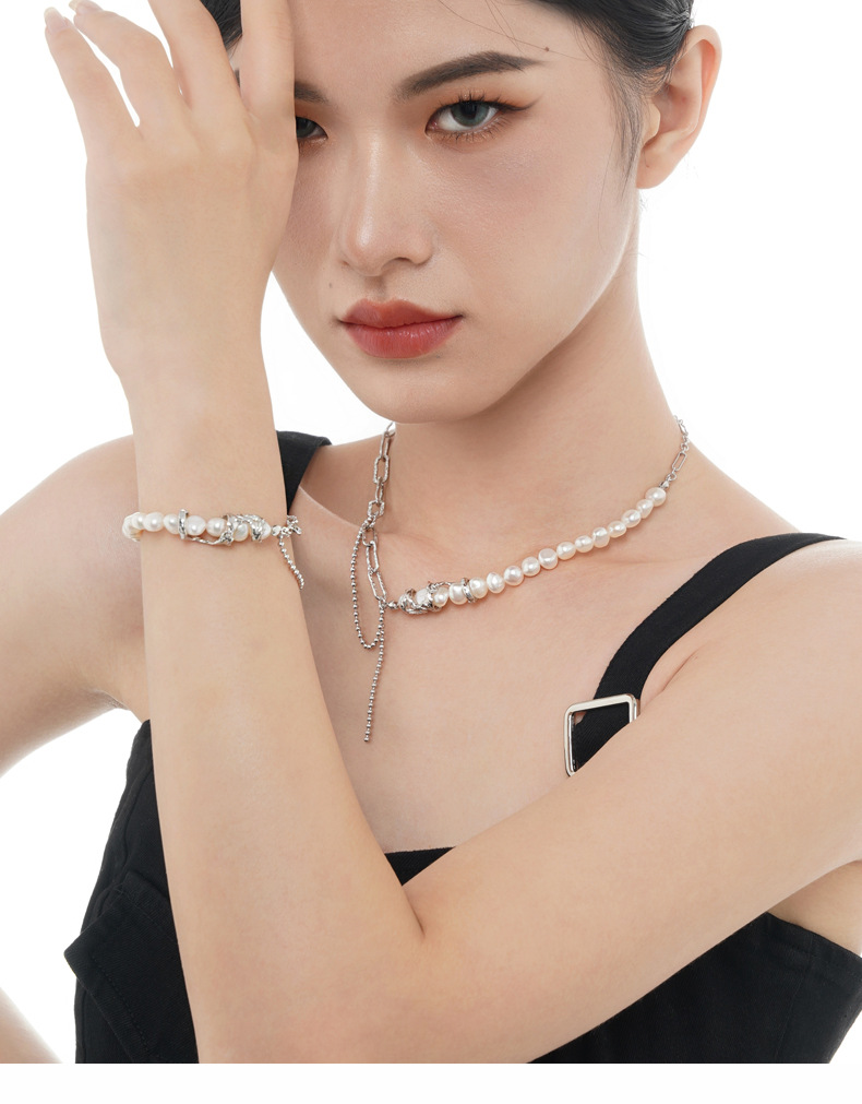 Fashion Geometric Sterling Silver Inlay Artificial Pearls Bracelets 1 Piece