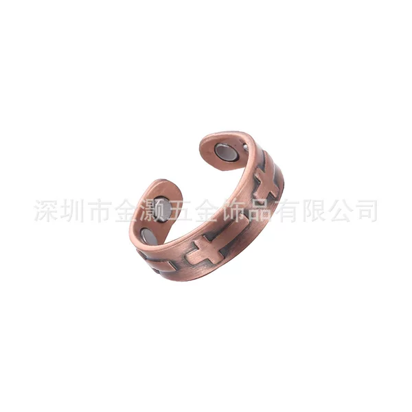 Amazon Cross-Border Best-Selling Vintage Versatile 99.9% Pure Red Copper Adjustable Open Red Copper Ring