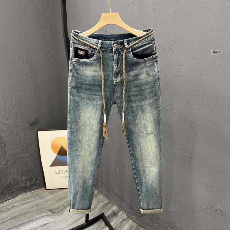 Jeans slim fit da uomo in cotone gamba dritta casual_voghion.com