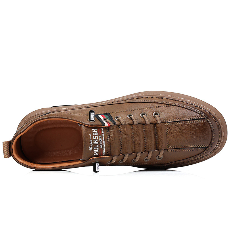 Chaussures en cuir pour hommes, chaussures de Tennis, baskets en toile, chaussures polyvalentes rembourrées_voghion.com