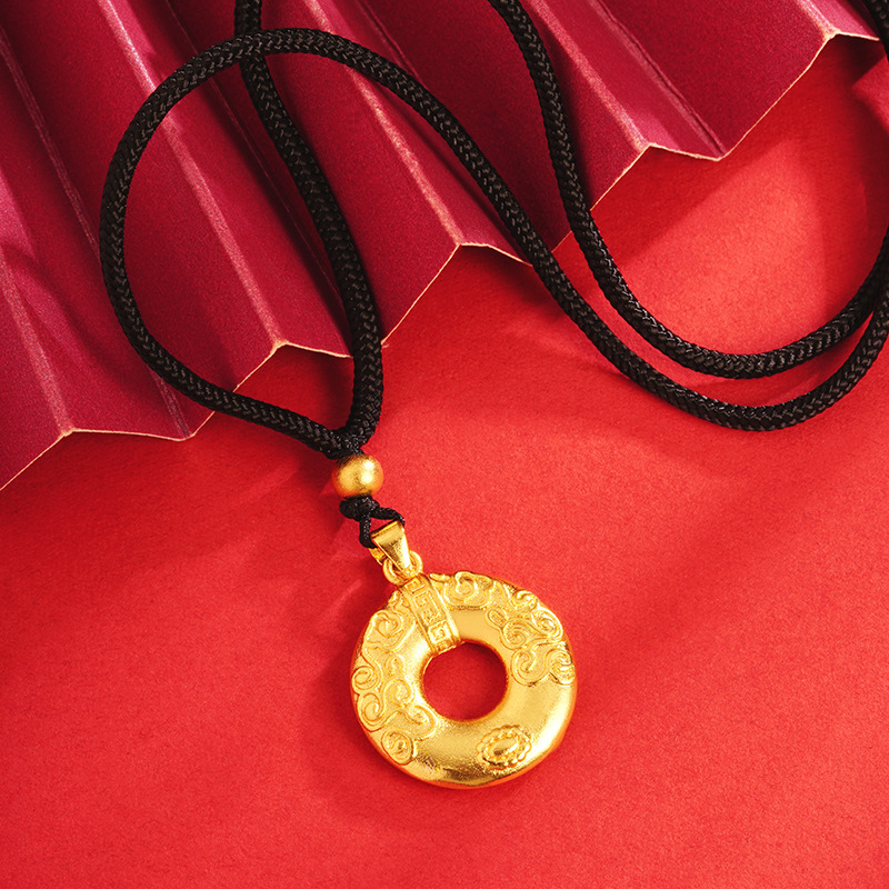Oro Ruyi anillo collar círculo joyería de las mujeres elegante todo partido antiguo arte de Latón chapado en oro suministro directo de fábrica