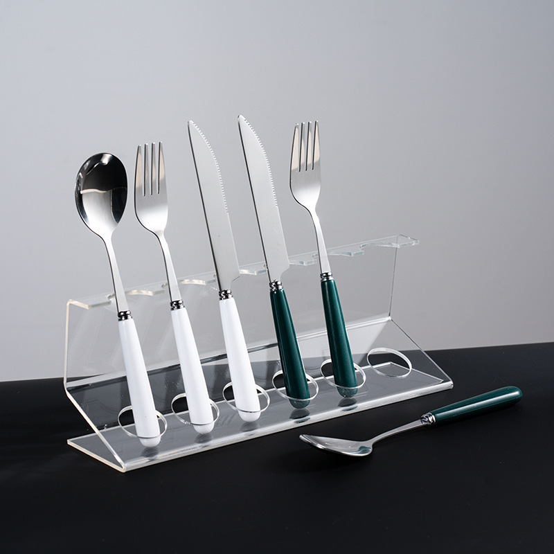 Transparent Acrylic Tableware Display Rack Exhibition Store Knife and Fork Storage Bracket Soup Spoon Base