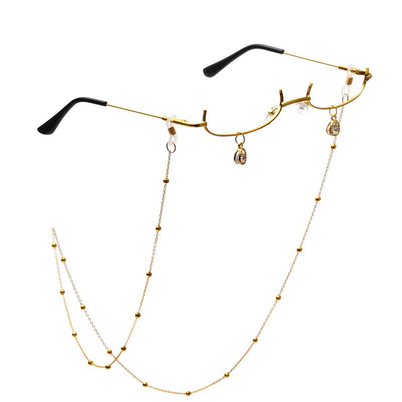 Internet Celebrous Lower Half-Frame Glasses Women's Decorative Second Dimension with Chain Glasses Frame Trembling Varied to Lower Half-Frame Glasses Case