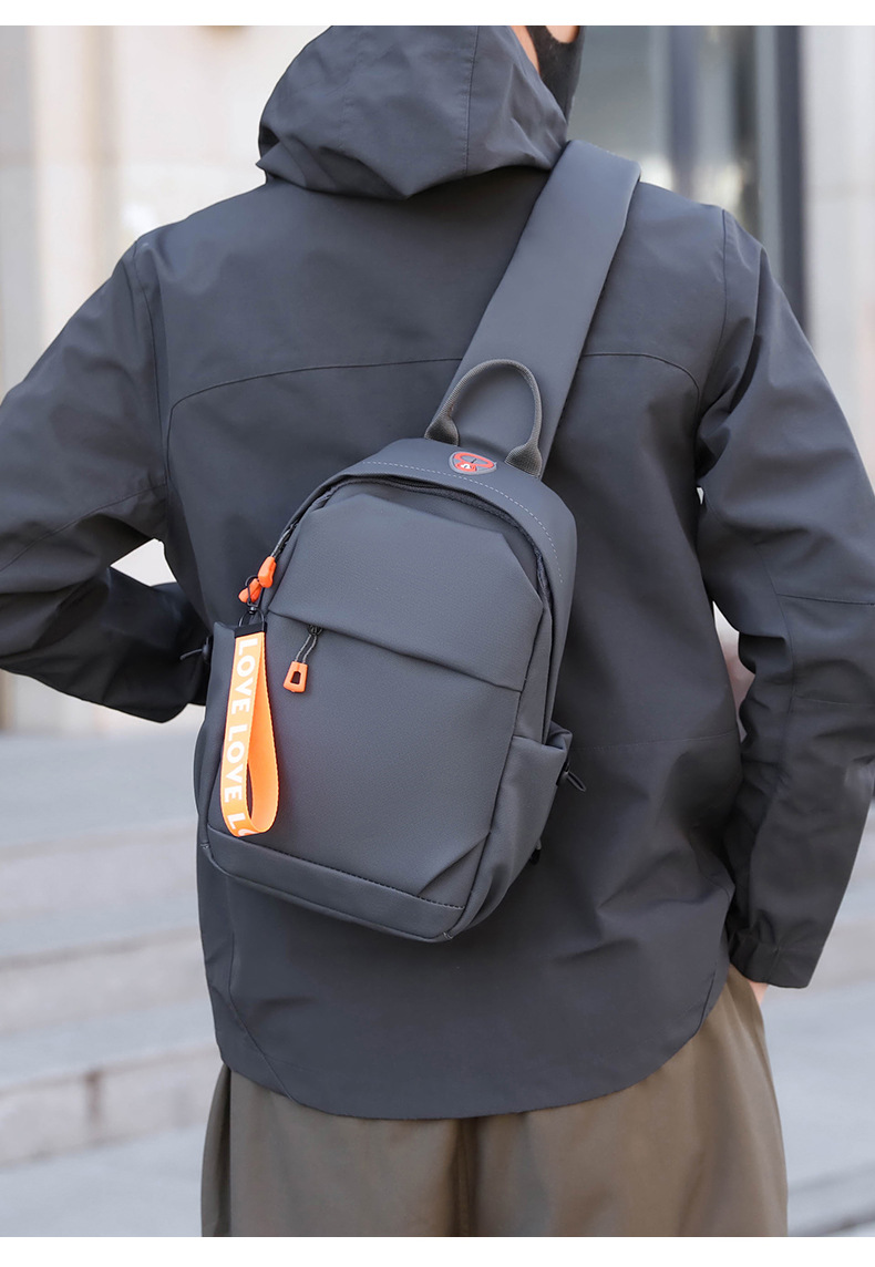 New men's chest bag, crossbody bag, fashionable small bag, cross-border multi-functional waist bag, water-resistant chest bag, outdoor sports Specification drawing