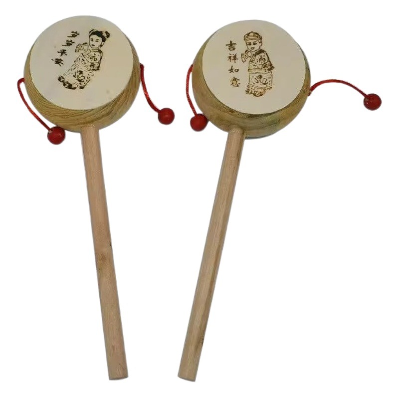 Drum Toys Wooden Toys Wooden Rattle Wooden Rattle Sound Toys Wooden Drum Children's Baby Toys