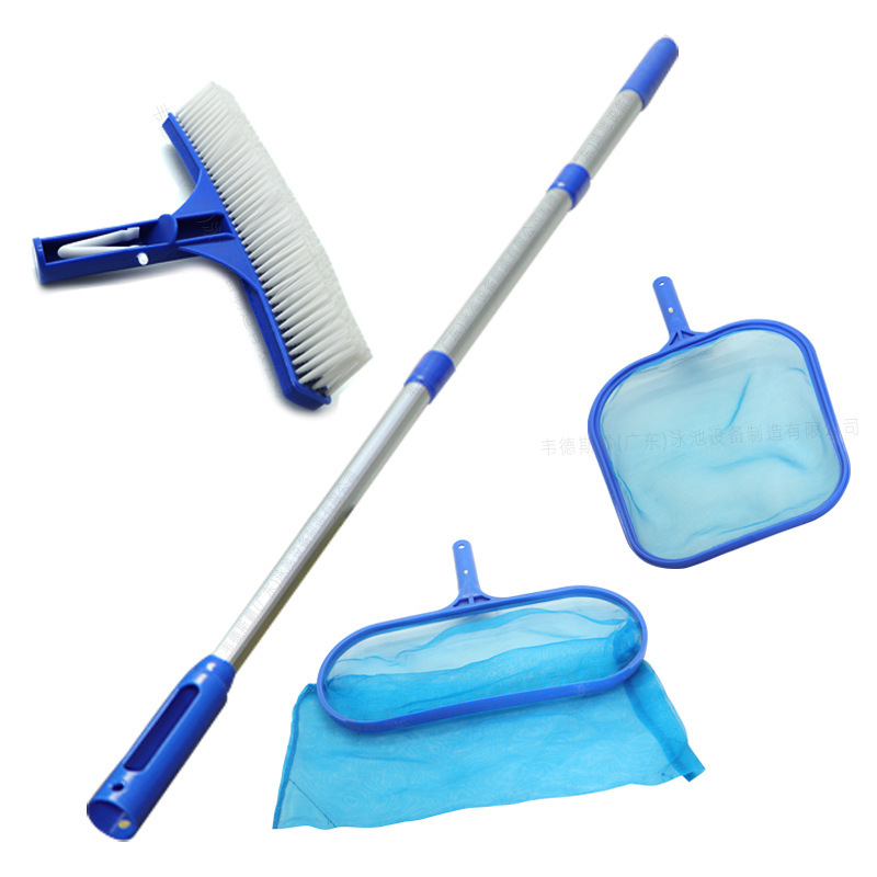 Manufacturer's Four-Piece Cleaning Set for Swimming Pools, Fish Ponds, and Water Feature Pools, Including a 83cm Telescopic Pole for Outdoor Pools