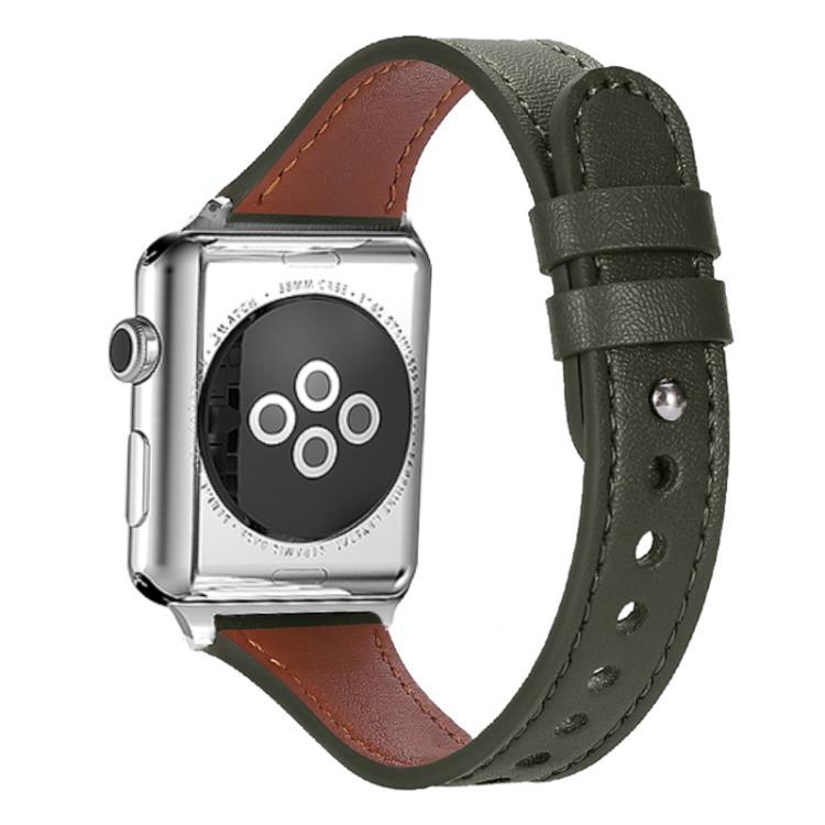 Correa de cuero de cintura de doble anillo de un solo clavo para Apple Watch 38mm - 49mm