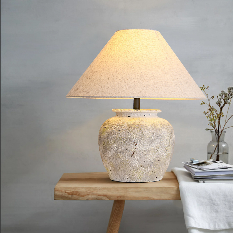 Nostalgic Pottery Pot Table Lamp Japanese Style Retro Homestay Living Room Bedroom Bedside Table Lamp Syrian Style Hall Decorative Lamp