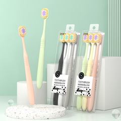 米客牙刷軟毛家用批發 寬頭成人百貨旅行便攜收納情侶清潔三支裝