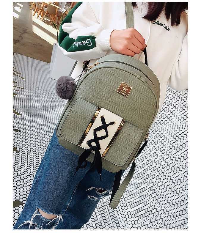 Frau Pu-Leder Einfarbig Preppy-Stil Quadrat Reißverschluss Modischer Rucksack display picture 9