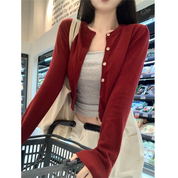 Red autumn cardigan